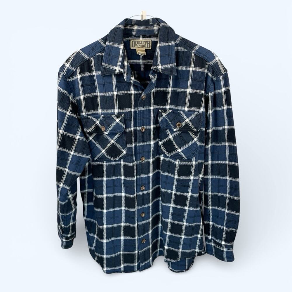 Duluth Trading Co. Men's Size M Blue Thick Button Front Flannel Shirt Shacket
